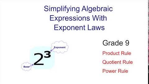 Simplifying Algebraic Expressions with Exponent Laws - Grade 9 Math