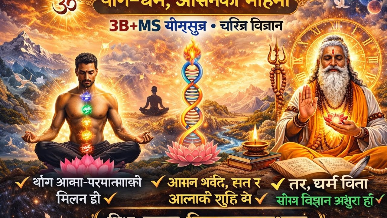 योग धर्म, आसनको महिमा, 3B+MS योग सूत्र-चरित्र विज्ञान