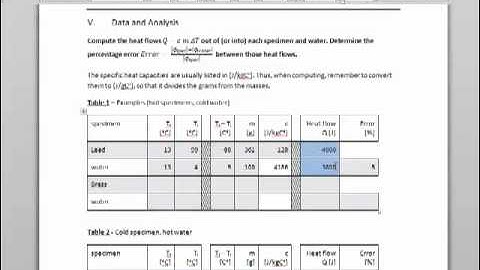 Unit 6 Lab Specific Heat Capacity - example data
