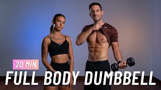 20 MIN FULL BODY DUMBBELL WORKOUT - ALL STANDING - Strength Training At Home (No Repeats)