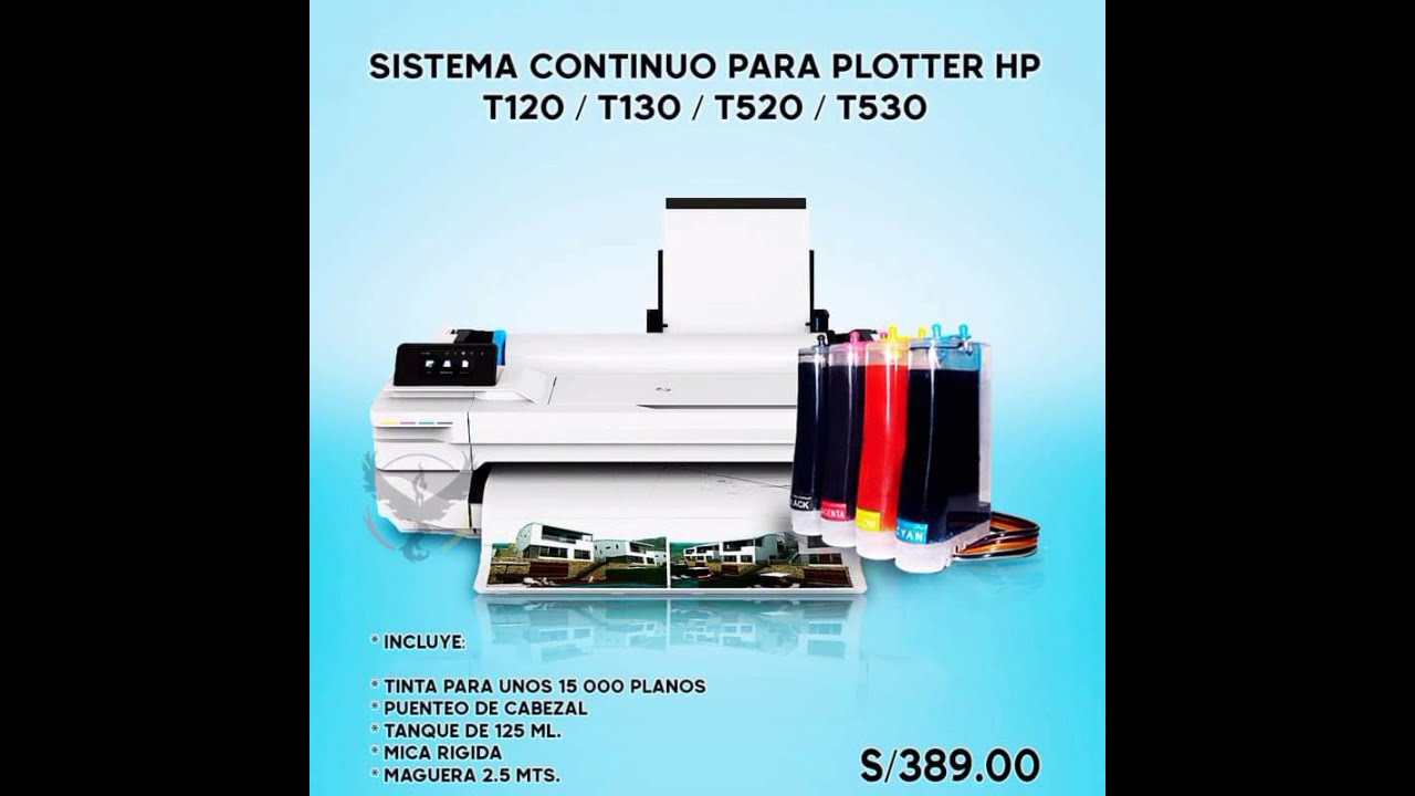 Sistema continuo para Plotter hp T120 / T130 / T520 / T530 - YouTube