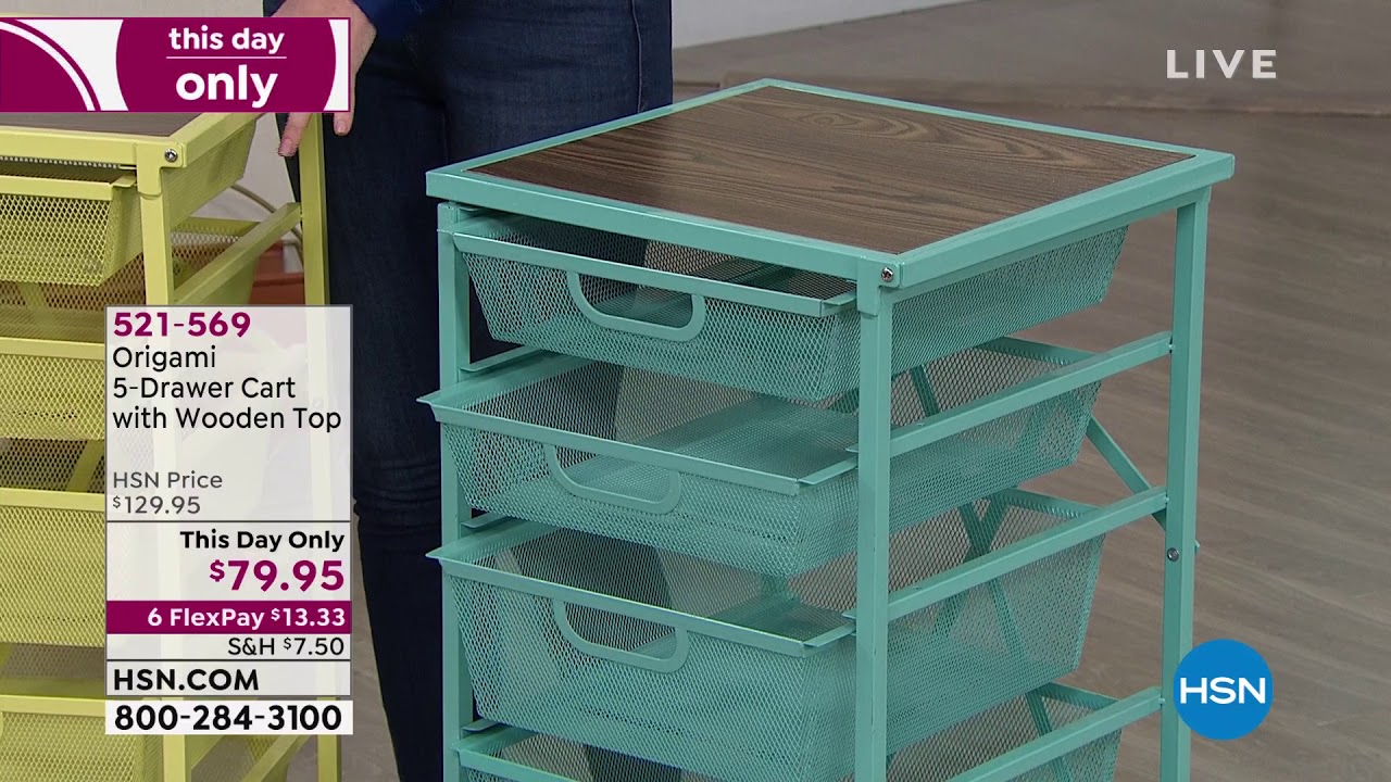 Origami 5Drawer Cart with Wooden Top YouTube