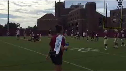 Mavin Saunders runs route in Aug. 17 practice