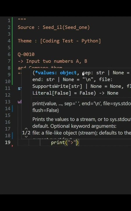 Python Coding Test Q 0010 #shorts Compare A with B - YouTube