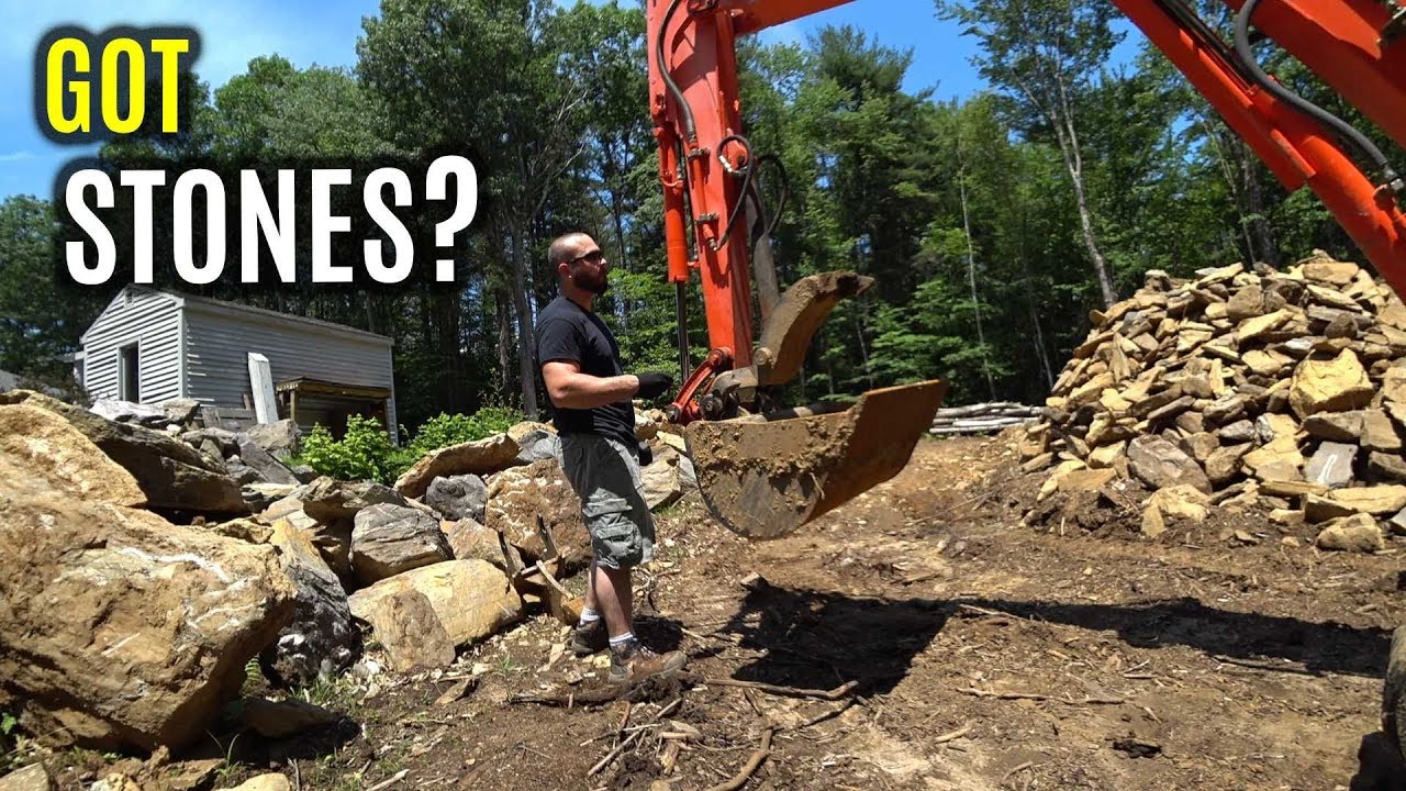 Sorting Large Stones with a Kubota KX121-3 Excavator | Homestead Rock Ideas