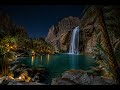 Moonlit Oasis Escape | Relaxing Waterfall Sounds &amp; Peaceful Night Ambience