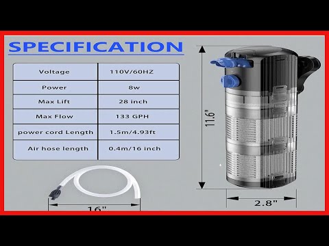 Yochaqute Aquarium Fish Tank Filter: 8w Internal Filter Pump for 40-120 Gallon Salt Water