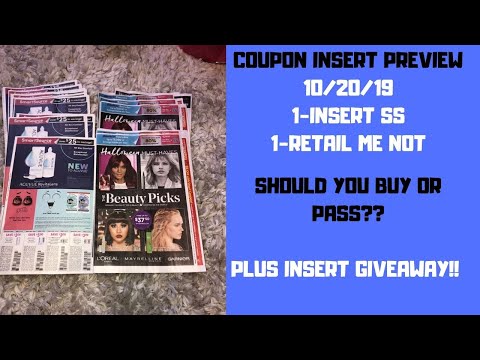 EARLY COUPON INSERT PREVIEW FOR 10/20/19 1-RMN 1-SS|PLUS INSERT GIVEAWAY ENTER TO WIN 😍