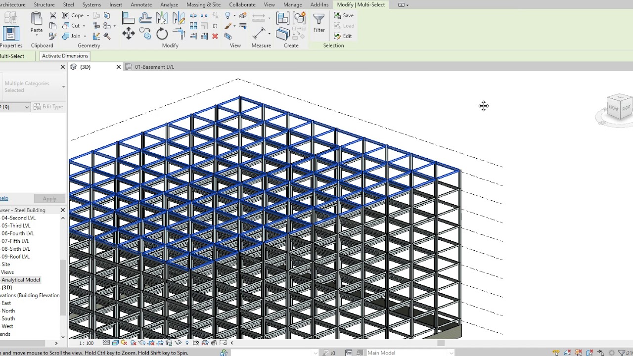 08Replicate Main Beams for Steel Building in Revit YouTube