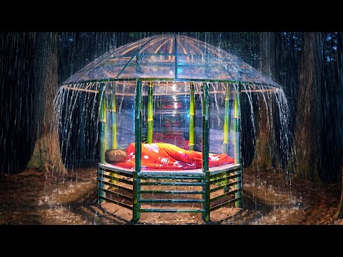 POWERFUL BUSHCRAFT! Building a Unique Shelter in the Rain