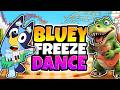 Bluey Freeze Dance 🦖 Dinosaur Brain Break For Kids - Brain Beak Action Song