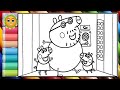 Peppa Pig and her family take the elevator – Learn how to draw and color Peppa Pig pages