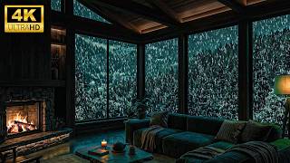 Cozy Winter Hideaway in the Mountains 🛋️ Heavy Snow & Warm Fireplace for Stress Relief | No Mid Ads
