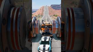 Cars vs Bollards Chain Crash – BeamNG drive #shorts