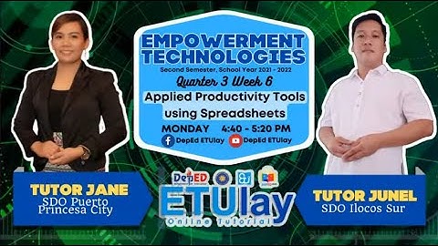 Applied Productivity Tools Using Spreadsheets || Empowerment Technologies || Quarter 1/3 Week 6