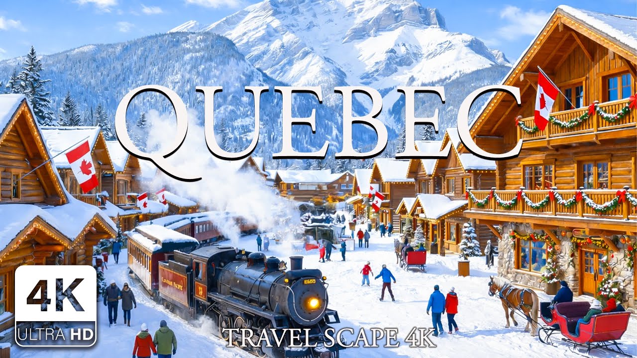 Quebec 4K | Cold Season Calm of Ice Roads Snow Fields and Historic Quarters