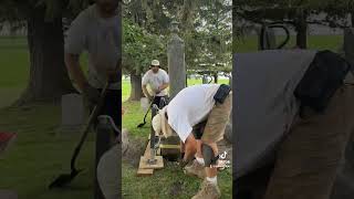 Grave of Mary Treder (1843-1910). Re-leveling  #gravestone #restoration  #cemetery #graveyard