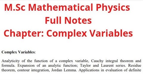 Complex Variables #M.Sc Mathematical Physics