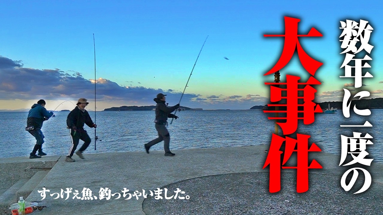 一同驚愕の衝撃サイズ。堤防のキワにスッゲェ魚が住み着いていた件…【魚種無制限なんでも釣ろうの旅】