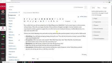 Creating an assignment with Canvas online submission