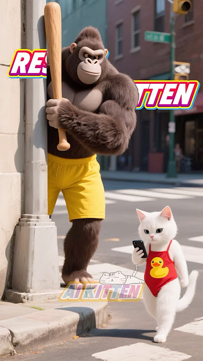 😸🤣 The kitten and its scrap friends #aicat😱  #aishorts #stepmother #cat
