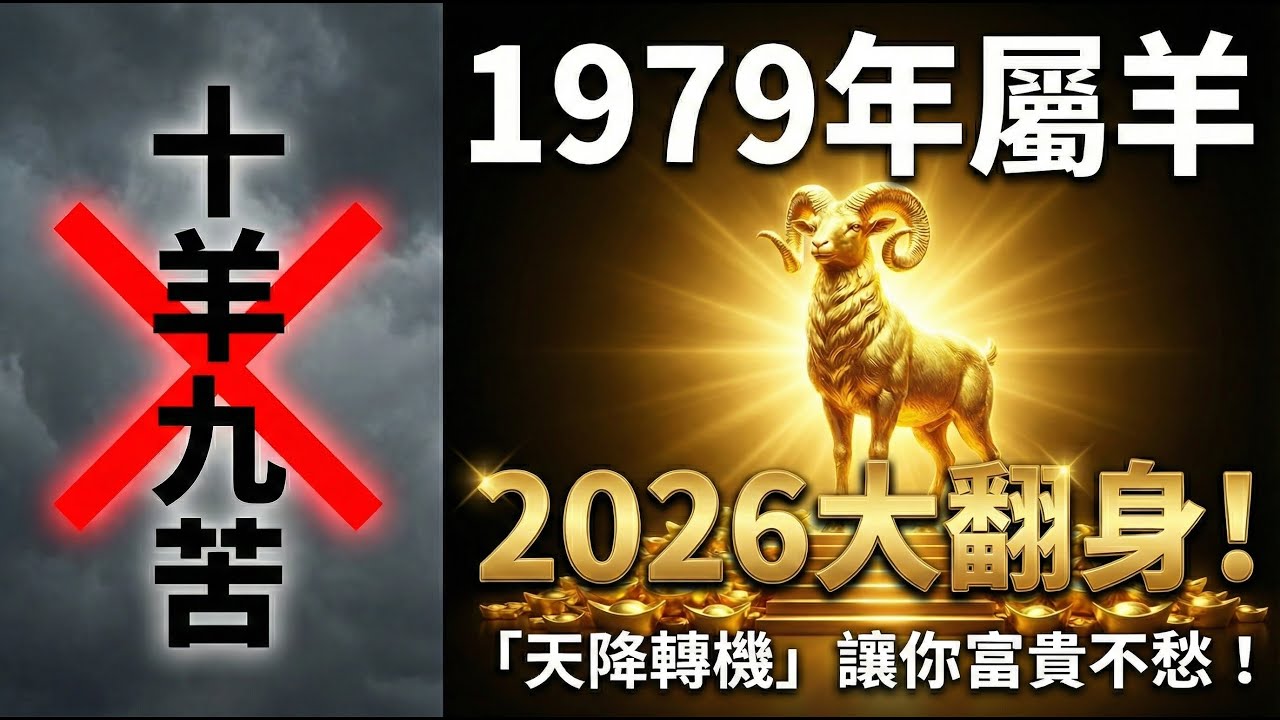 十羊九苦？錯！1979年屬羊，己未之命，2026年47歲迎來「金羊翻身」！這「一個轉機」讓你逆天改命、富貴不愁！