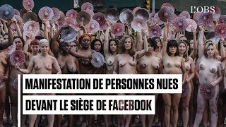 Tétons et modèles déshabillés devant le siège de Facebook en faveur de la « nudité artistique »