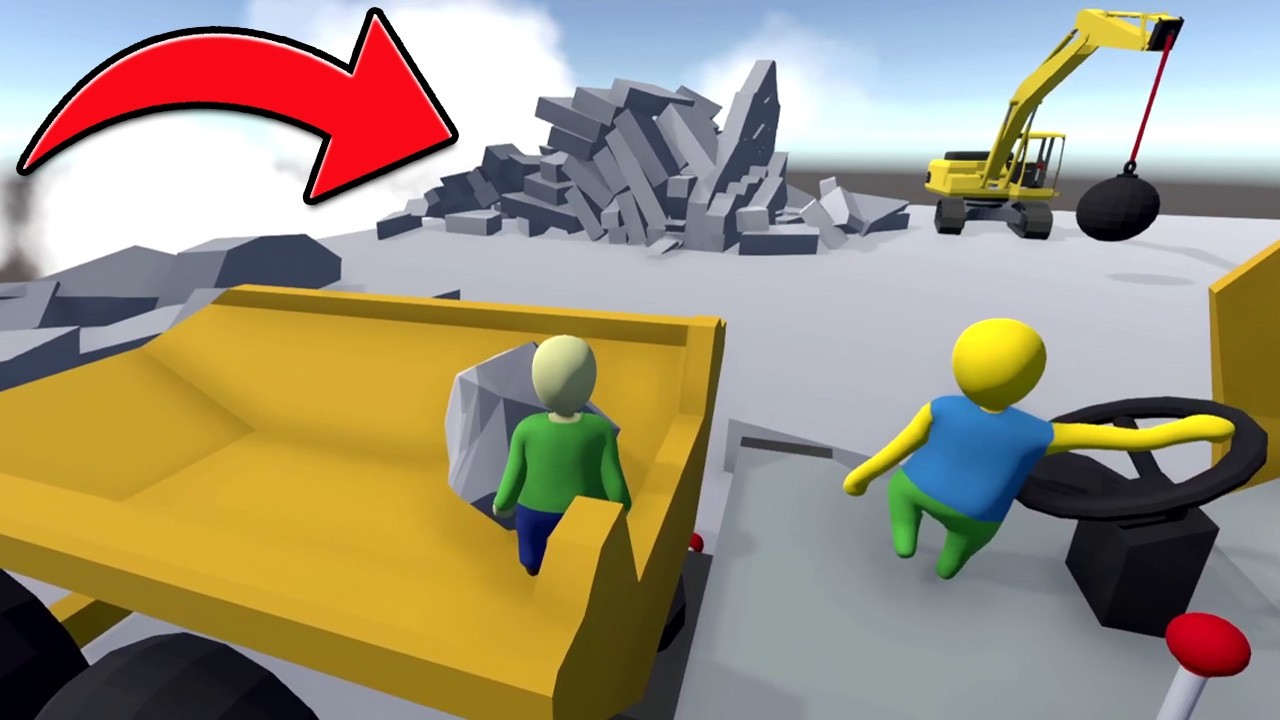 BALDI AND NOOB DEMOLITION JOB in HUMAN FALL FLAT..!