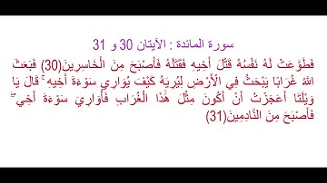 سورة المائدة الآيتان 30 و 31: حفظ وتثبيت الحفظ