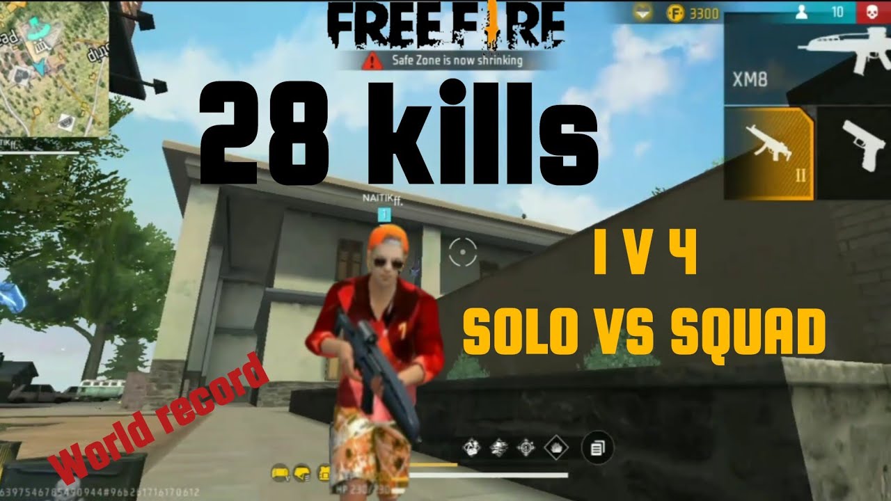 28 kills in solo vs squad || WORLD RECORD || 1V4 - YouTube