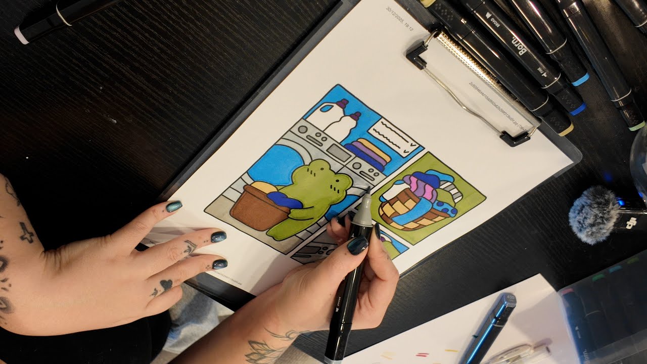 Color with me (ASMR)  'Cozy Friends' by Coco Wyo 🐸