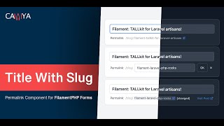 "Title With Slug" Input - WordPress-Like Permalink Slugs for Filament (PHP / Laravel / Livewire)