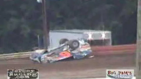 Keith Hoffman flips his modified at Bridgeport Spe...