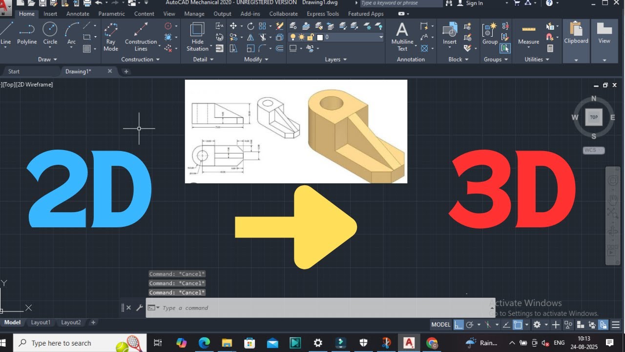 How to Convert 2D to 3D in AutoCAD | Easy Step-by-Step Tutorial for ...
