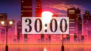 【30 Minute 】80's Style Music - For Work, Study, Focus! Chimes Every 10 Minutes + Countdown timer