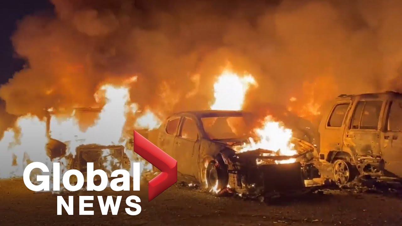 Dozens of cars destroyed in blaze at Indianapolis auto auction yard