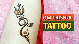 How To Draw Om Trishul Henna Tattoo/ mahadev om trishul/Sri ganesh tattoo