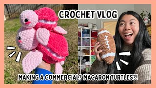 Crochet Vlog  Making a commercial, new macaron turtles pattern, and turning drawings into plushies!