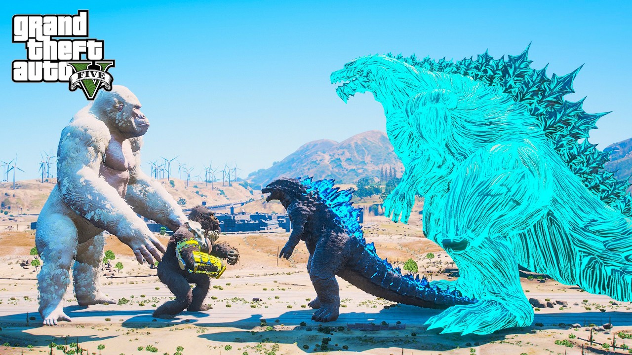 GTA 5 Mods | Godzilla Prime & Godzilla Earth vs Kong & Giant George | Epic Kaiju Battle