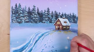 Noel/Ngày tuyết rơi ⛄ / Phong cảnh mùa đông / Tranh acrylic cho người mới  bắt đầu - YouTube