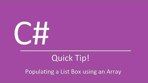 Populating a List Box using an Array