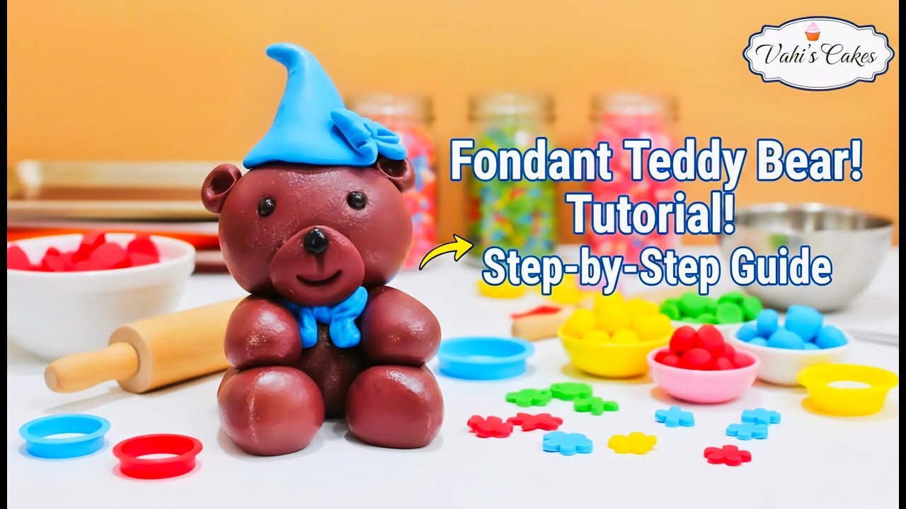 How to Make a Fondant Teddy Bear/Easy Step-by-Step Cake Topper Tutorial/cute fondant bear tutorial