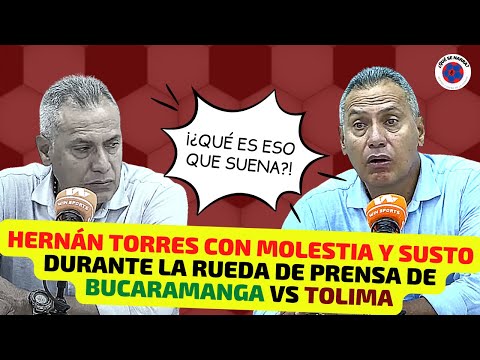 SUSTO y MOLESTIA de HERNÁN TORRES en rueda de prensa post -BUCARAMANGA VS TOLIMA por CANCIÓN DE ROCK