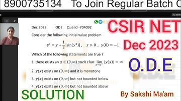 CSIR NET December 2023 ODE Solution | Q.Id 704092 | CSIR NET Dec 2023 Mathematic Part C ODE Solution