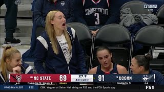 Nika Muhl BREAKS UConn Huskies Assist Record With 15 vs #10 NC State, Paige Bueckers Reacts On Bench