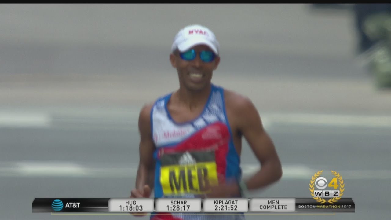 Crowd Cheers As Meb Crosses Boston Marathon Finish Line For The Last Time