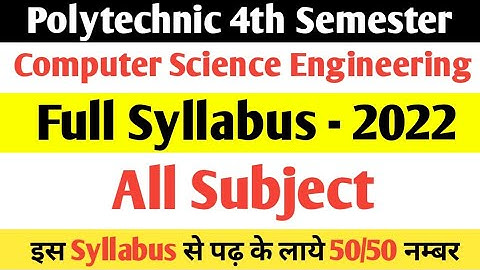 Syllabus - Computer Science Engineering - Polytechnic 4th Semester - Bteup Board 2022