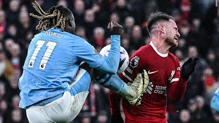 Liverpool v Man City penalty controversy | Doku kicks Mac Allister in the chest in the 98th minute