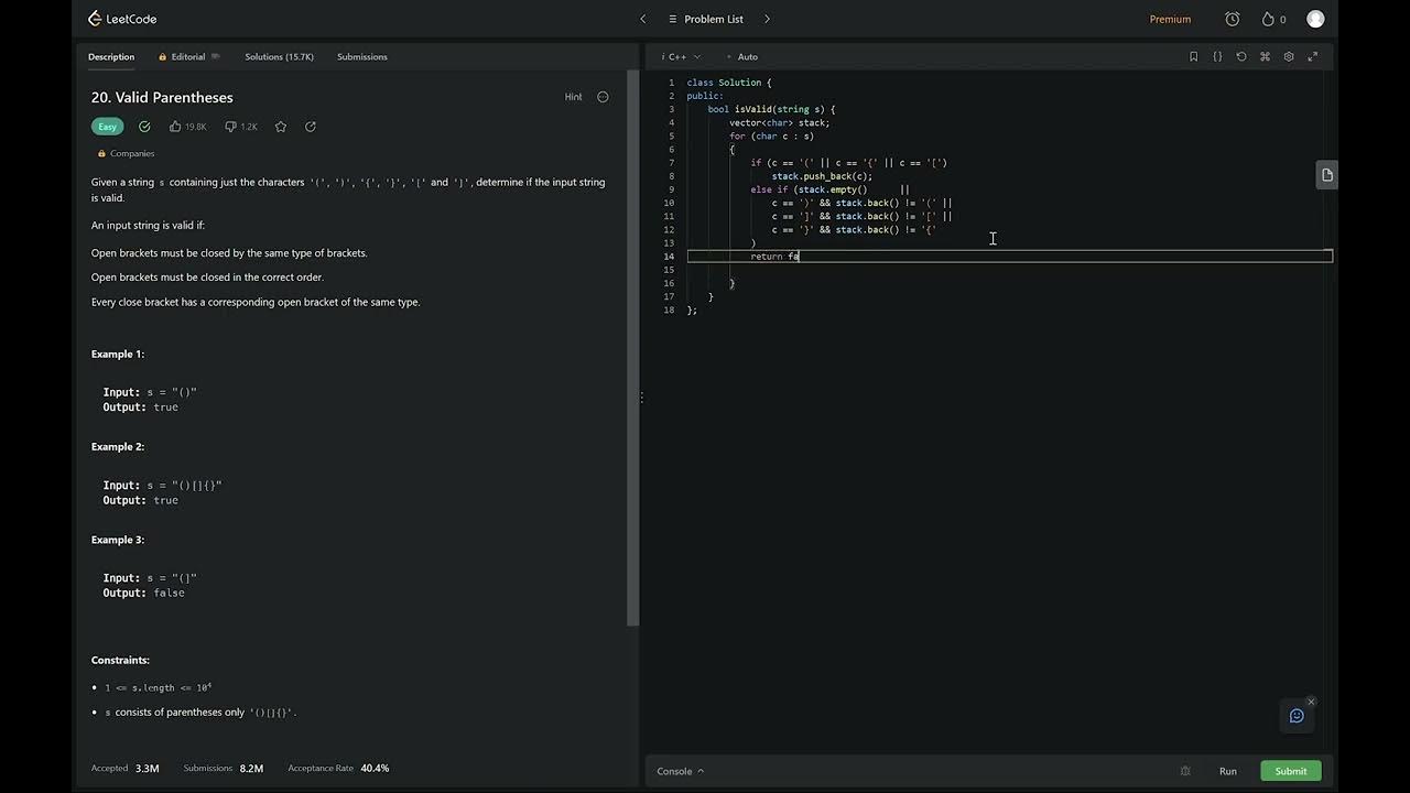1.2 Valid Parentheses C++ YouTube