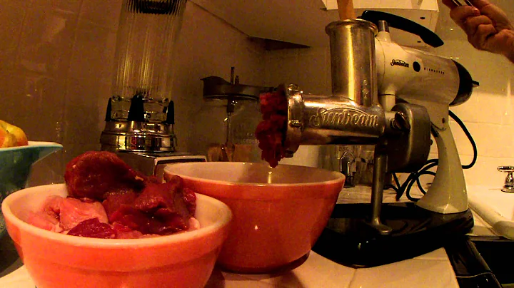 Sunbeam Mixmaster Meat Grinder In Action